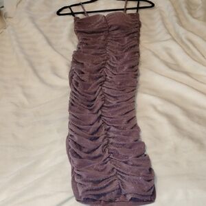 JLUXLABEL Woman's Shimmering Ruched Purple Midi Dress, Size: M, NWT